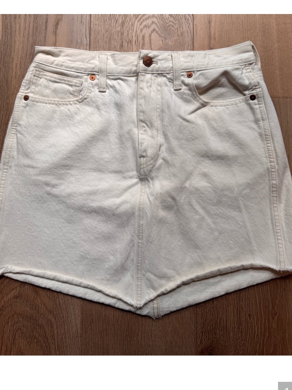 Madewell Cream Rigid Denim A-Line Mini Skirt Size 28